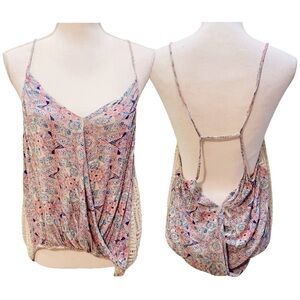 Free People Miles Away Paisley Lace Tank Small